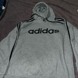 Adidas Men's Gray Hoodie with Black Accents